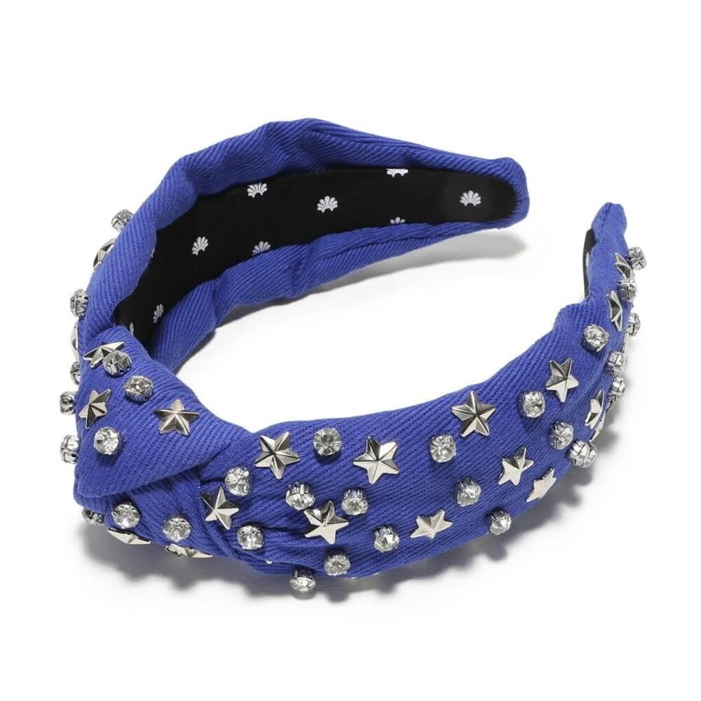 Lele Sadoughi Crystal Star Woven Cowboy Bluestar Studded Embellished Headband